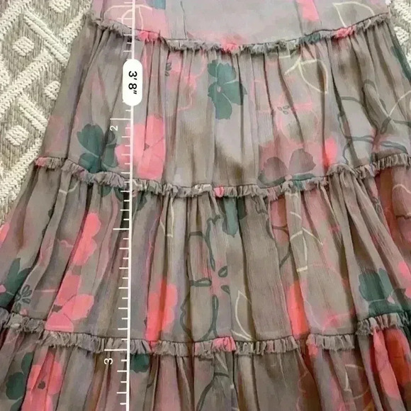 ADRIANNA 100% SILK TIERED SPAGHETTI DRESS Size 10 - Picture 6 of 12